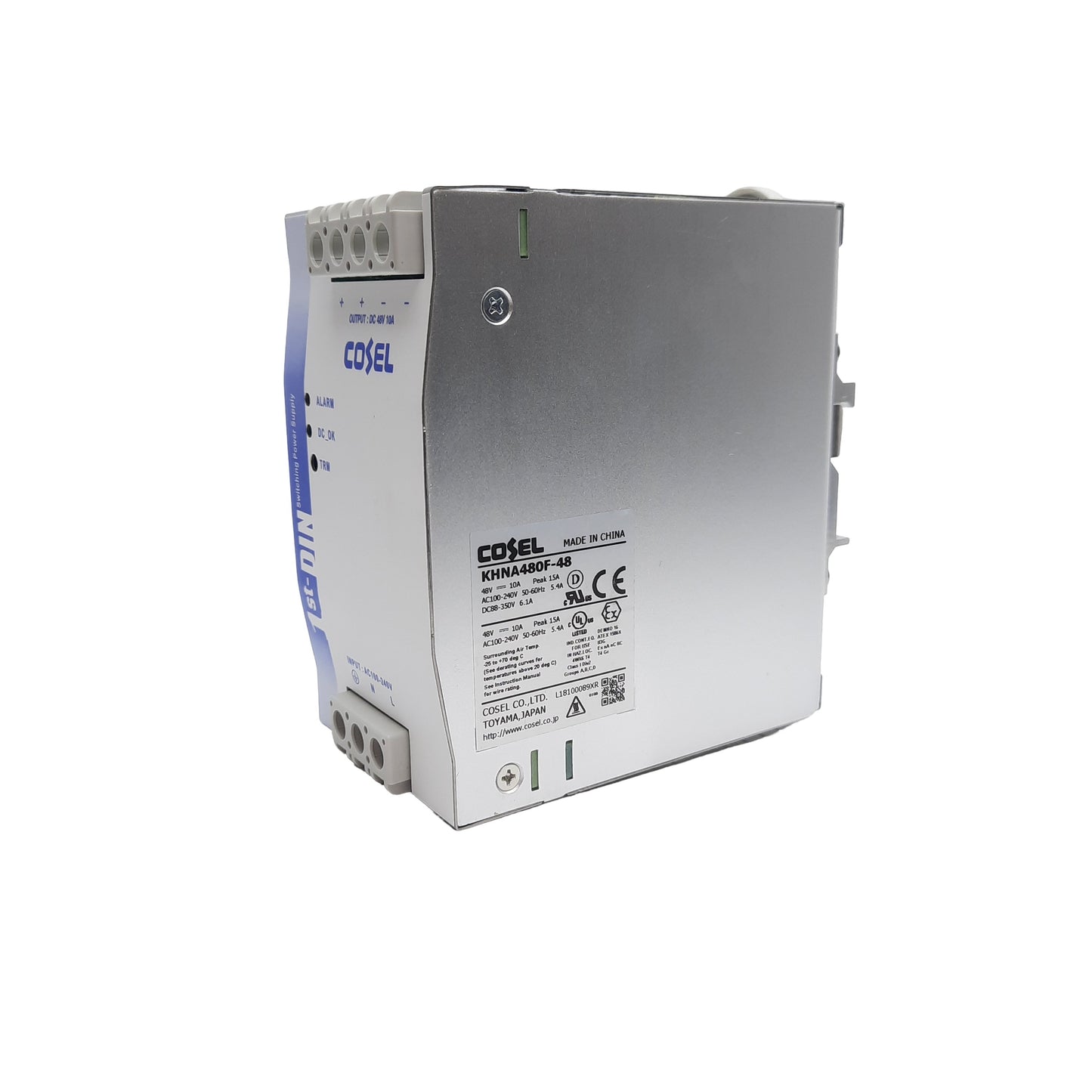 New Cosel KHNA480F-48 Switching Power Supply, In 100-240VAC, Out 48VDC 10A, 480W