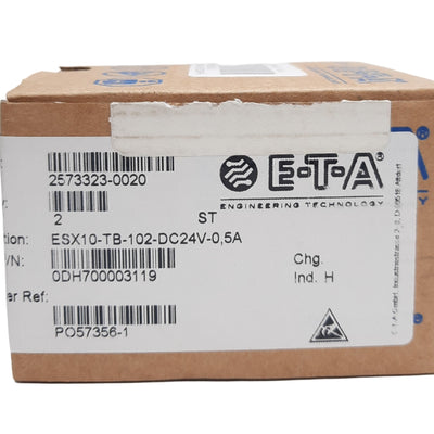 New ETA ESX10-TB-102-DC24V-0.5A Electronic Circuit Protector 24VDC, 1-Pole, 500mA