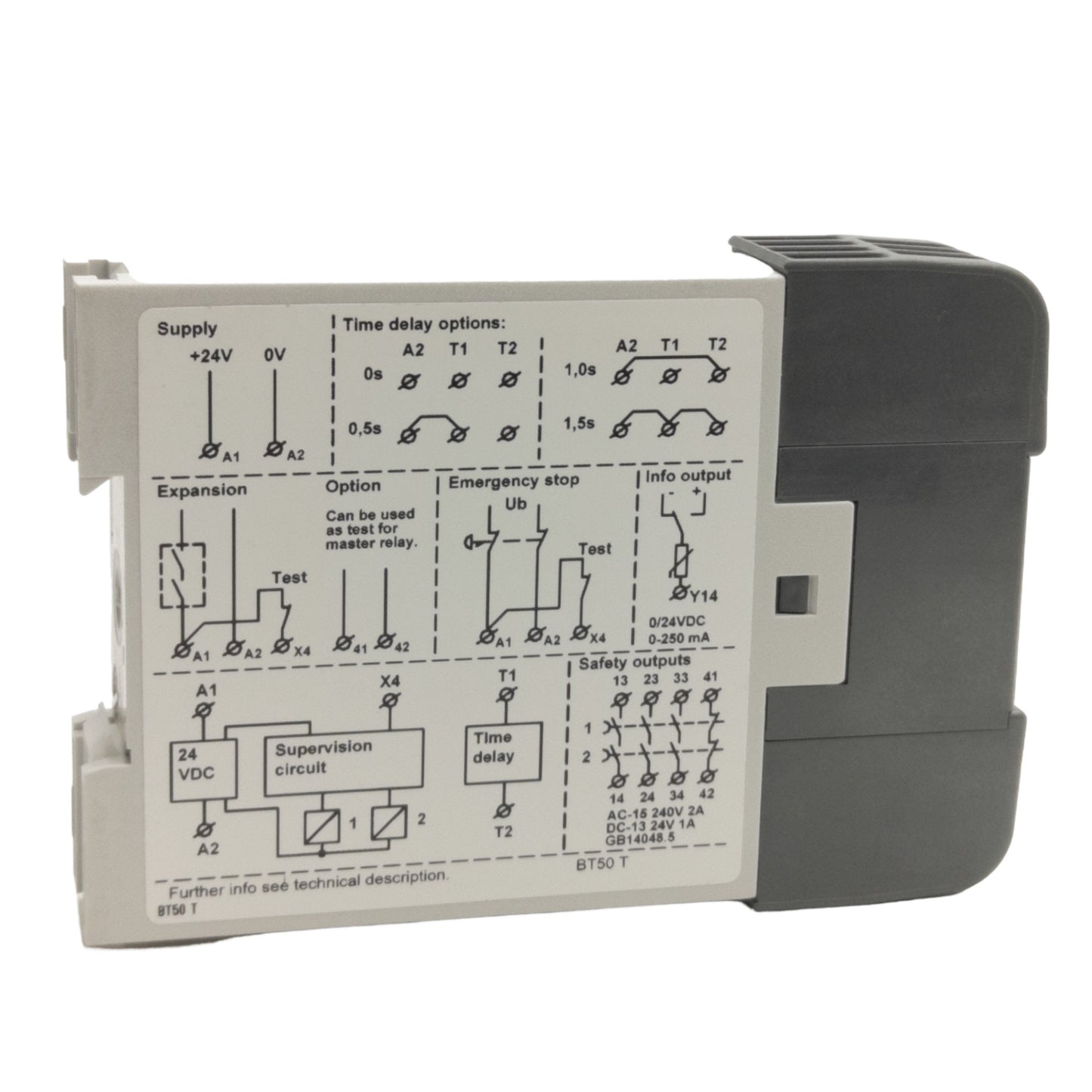 New ABB 2TLA010033R1000 BT50T Safety Relay, 3NO+1NC Output, 250VAC/24VDC 6A Contact