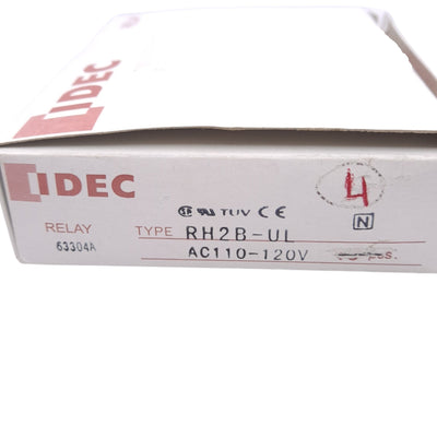 New Lot of 4 IDEC RH2B-ULAC110-120V DPDT Relays, 2-Pole, 120VAC 10A, 120VDC Coil