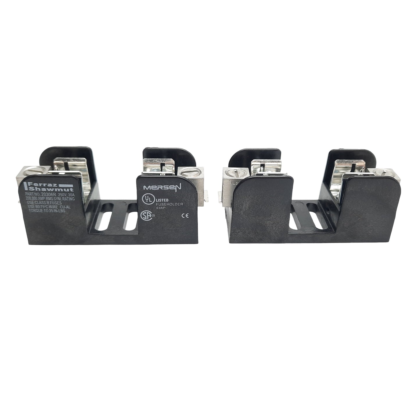 New Lot of 2 Ferraz Shawmut 20306R Fuse Holder Block, 1 Pole, 250V, 30A Class R Fuse
