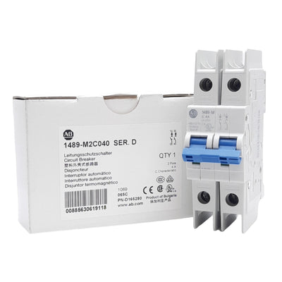 New Allen Bradley 1489-M2C040 Circuit Breaker, 480Y/277V AC, 96V DC, 4A, 2-Pole