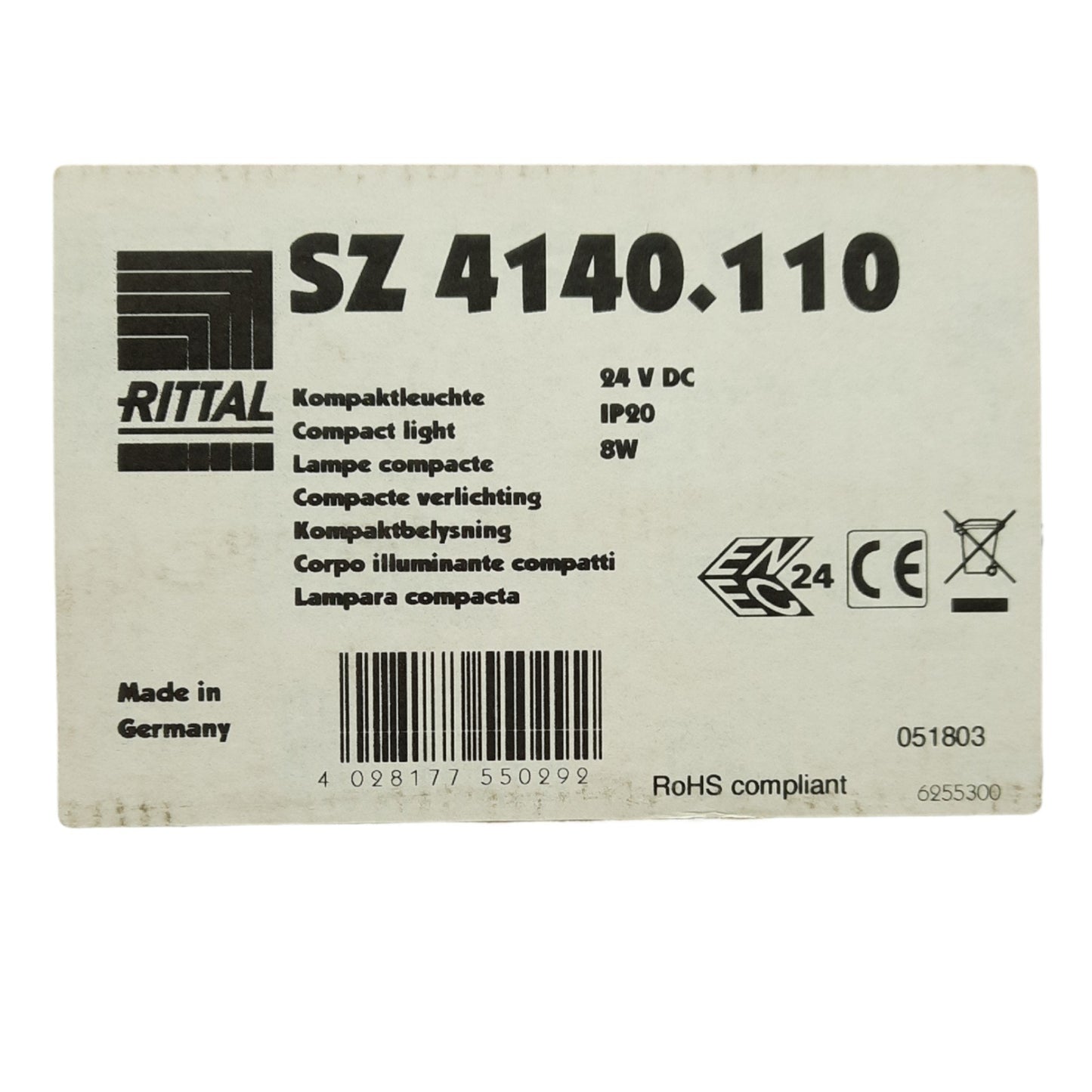 New Rittal SZ 4140.110 Compact Light, Supply: 24VDC 8W, 455mm x 59mm x 24mm
