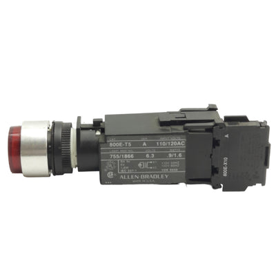Used Allen Bradley 800ES-E4 Pushbutton, Red, Illuminated, Extended, Momentary, 1NO