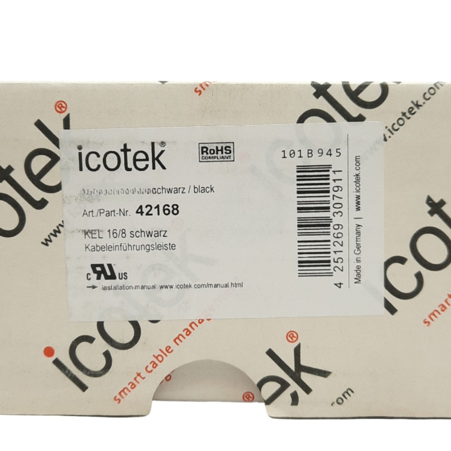New Icotek 42168 Cable Entry Frame, Kel-Snap 16/8, 86mm x 46mm Cutout
