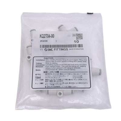 New Lot of 10 SMC KQ2T04-00 Tee One-Touch Fittings, ø4mm O.D. Tube, 1.0 MPa Max