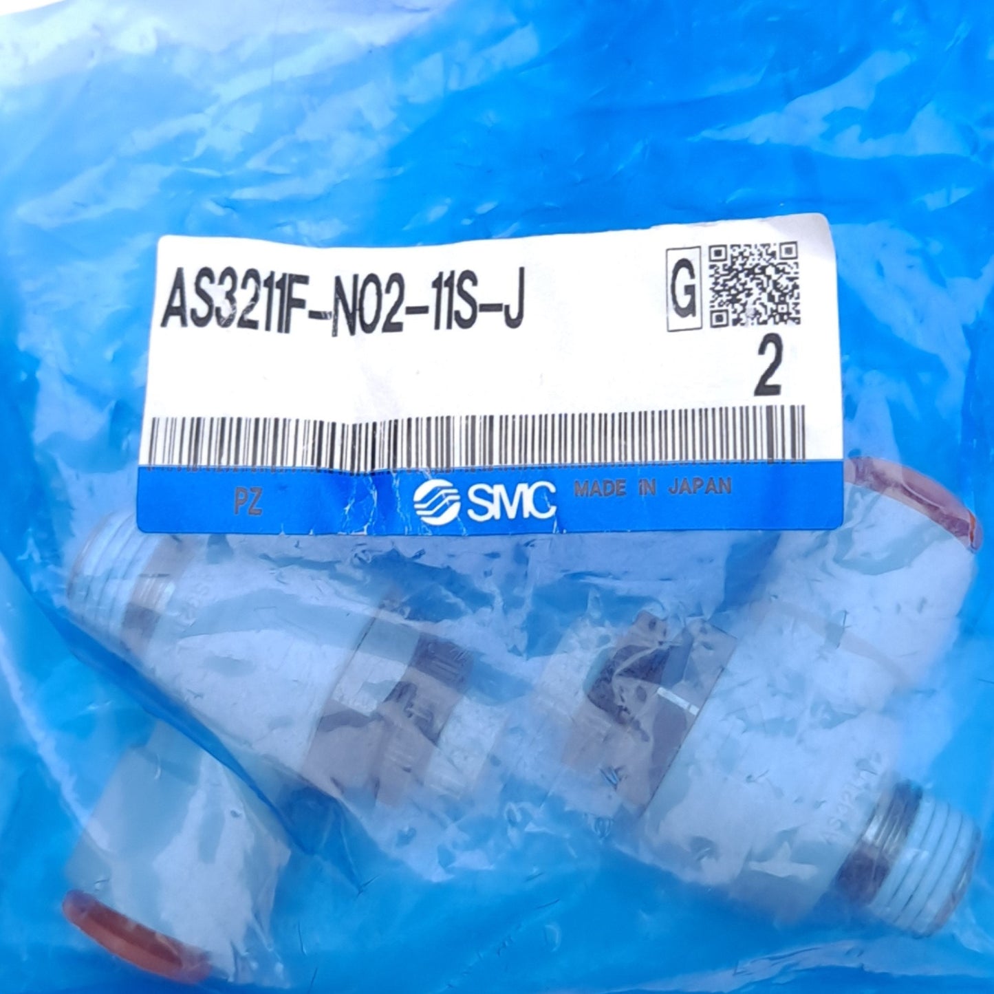 New Lot of 2 SMC AS3211F-N02-11S-J Speed Controllers 1/4NPT 3/8inP2C 920L/min 1.0MPa