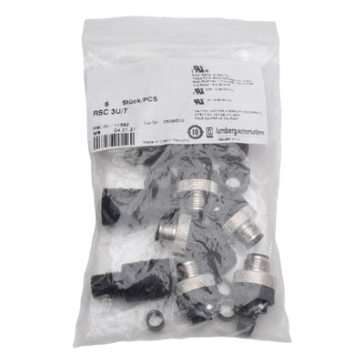 New Lot of 5 Lumberg Automation RSC 3/7 Field Wireable Connector M12 3-Pin, 240V 4A