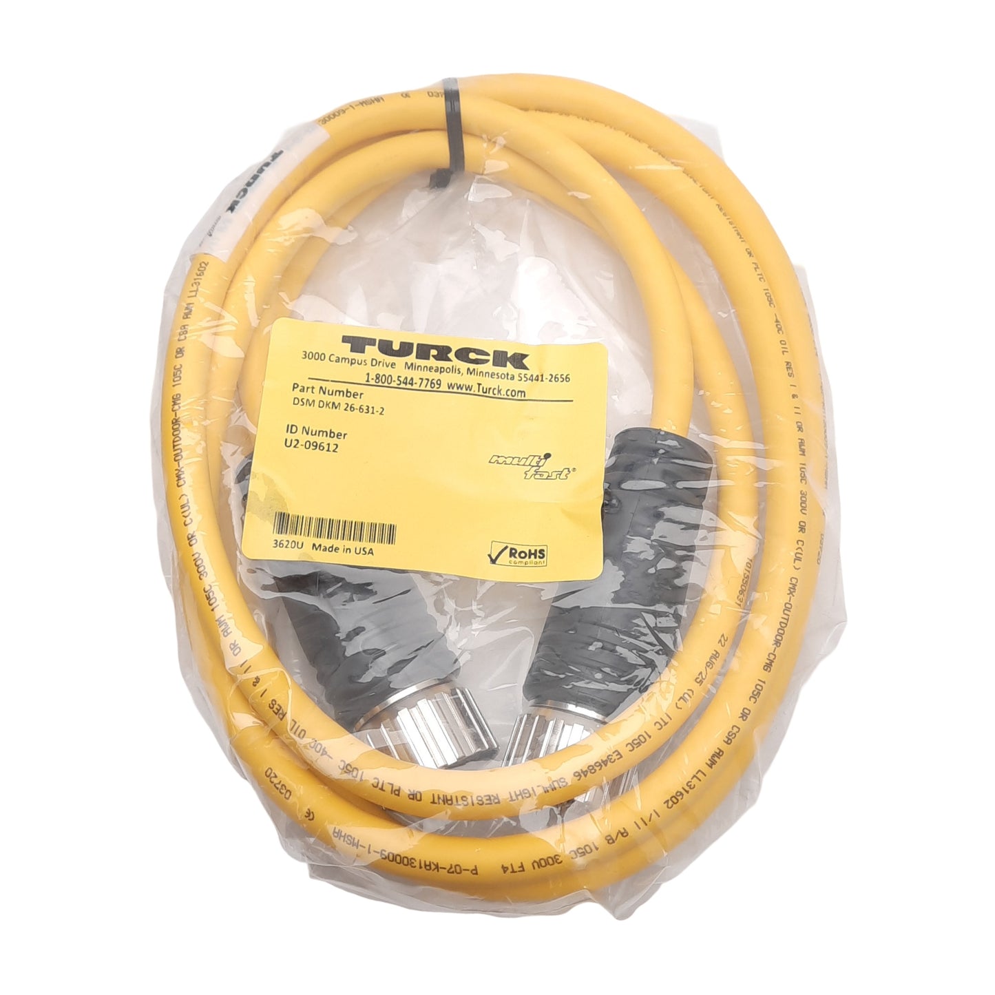 New Turck DSM DKM 26-631-2 Actuator & Sensor Cordset M27 26-Pin Multifast 150V 3A 2m