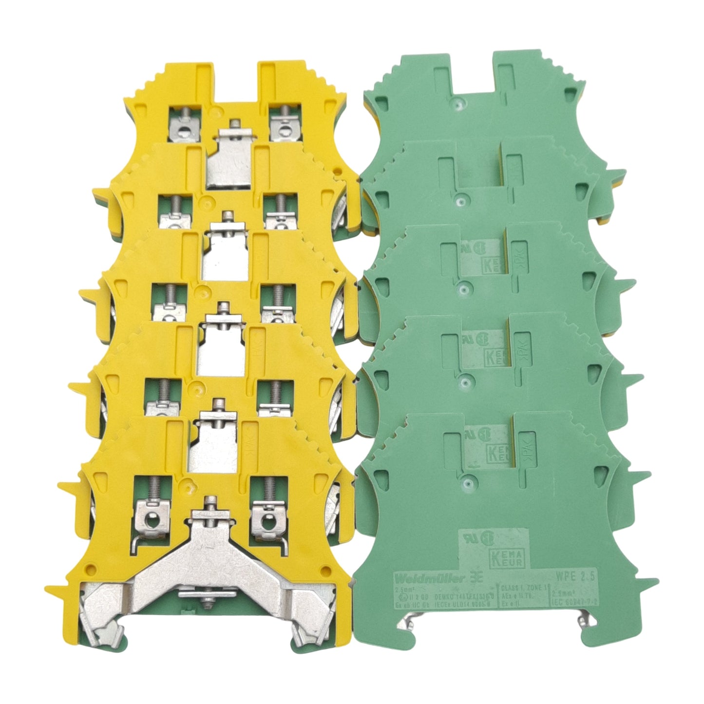 New Lot of 10 Weidmuller WPE 2.5 Ground Terminal Block Single Level, 5.1mm, DIN Rail