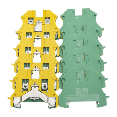 New Lot of 10 Weidmuller WPE 2.5 Ground Terminal Block Single Level, 5.1mm, DIN Rail