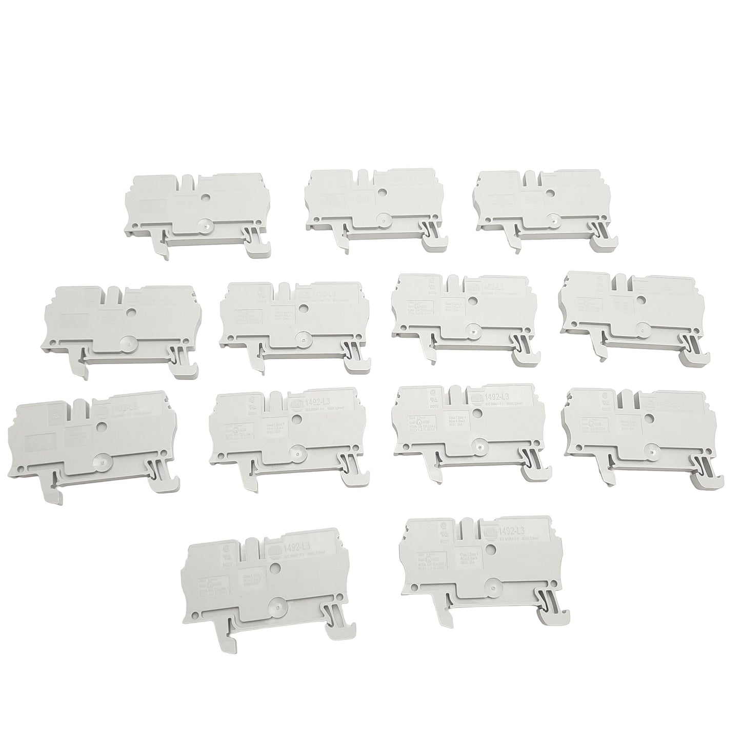 New Lot of 13 Allen Bradley 1492-L3 Terminal Block Spring Clamp 600V, 25A, 30-12 AWG