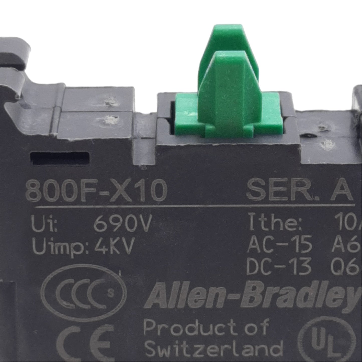 Used Lot of 4 Allen Bradley 800F-X10 Pushbutton Contact Block, 1NO, 600V 10A