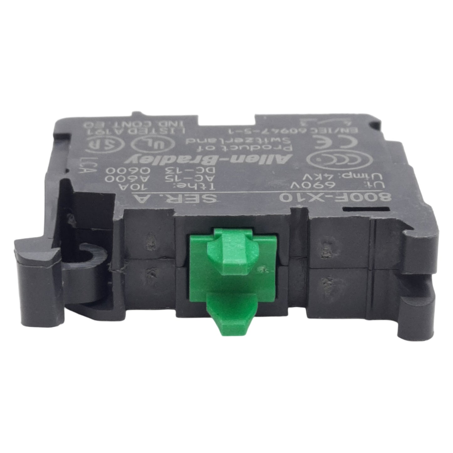 Used Lot of 4 Allen Bradley 800F-X10 Pushbutton Contact Block, 1NO, 600V 10A