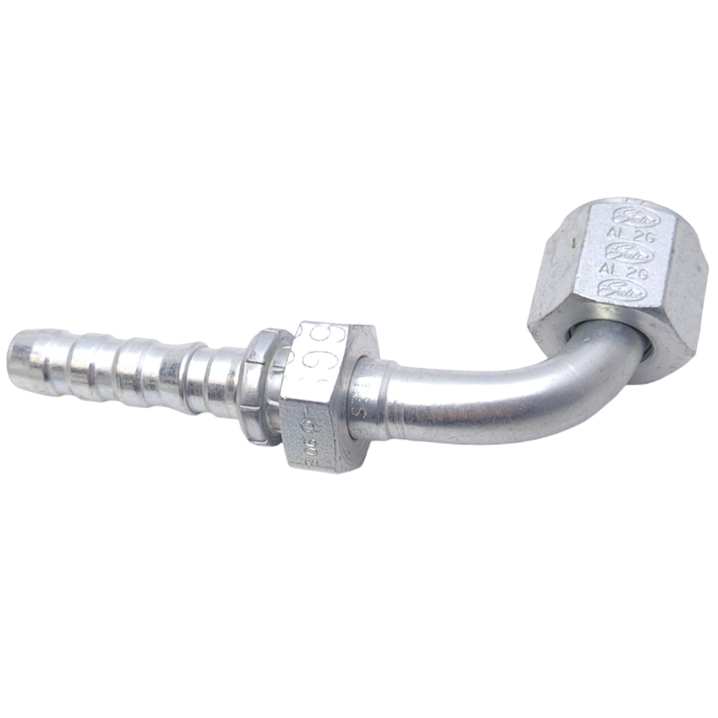 New Lot of 2 Gates 6GS-6FJX90S Crimp Hose Fittings, 90° Elbow, 3/8 JIC 37, 6000PSI