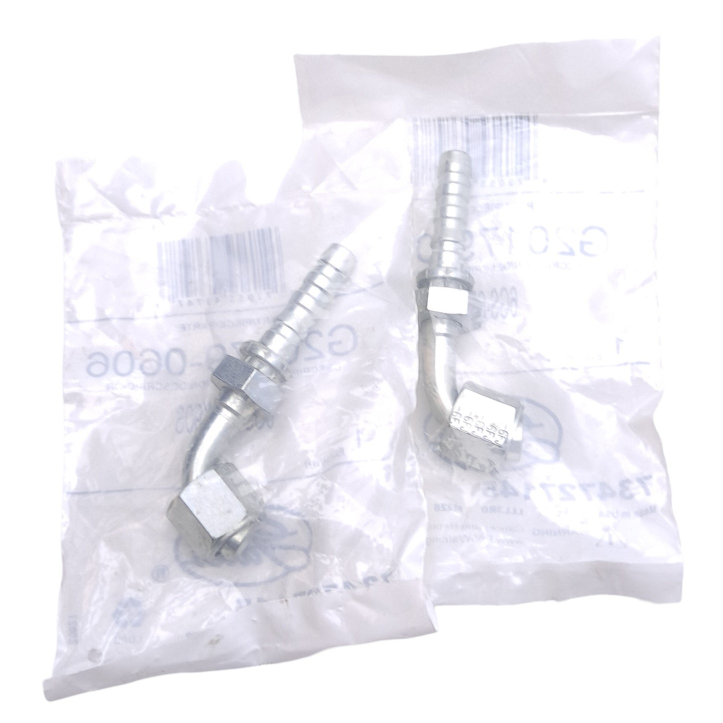 New Lot of 2 Gates 6GS-6FJX90S Crimp Hose Fittings, 90° Elbow, 3/8 JIC 37, 6000PSI