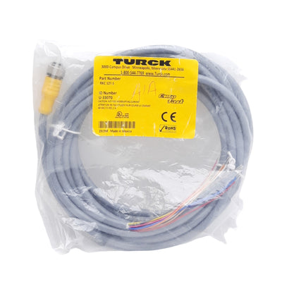 New Turck RKC 12T-5 Cordset, M12 12-Pin Female to Leads, 5 Meters, 60VAC/75VDC, 2A