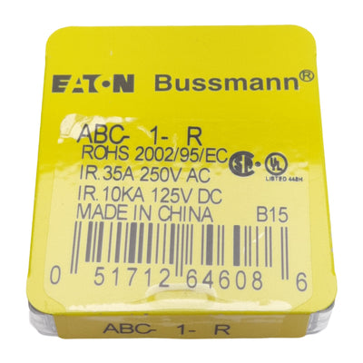 New Lot of 15 Bussman ABC-1-R Fast-Acting Fuse, 1A 250VAC/125VDC, ø1/4in x 1-1/4in