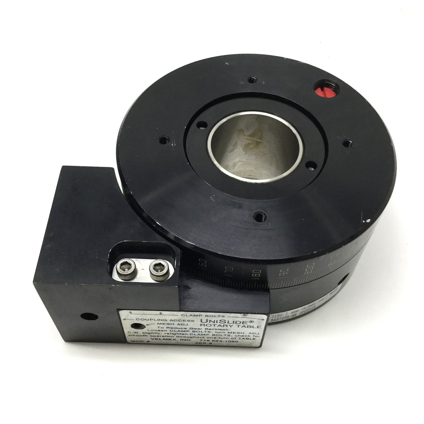 Used Velmex B4872TS-BK Rotary Positioner/Stage Table Actuator 72:1, Ø5", *No Motor*
