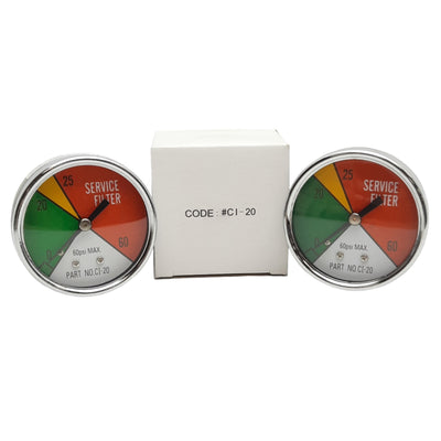 New Lot of 2 Zinga CI-20 Indicator Gauge, 60psi Max, 1/8in NPTF Male Mount