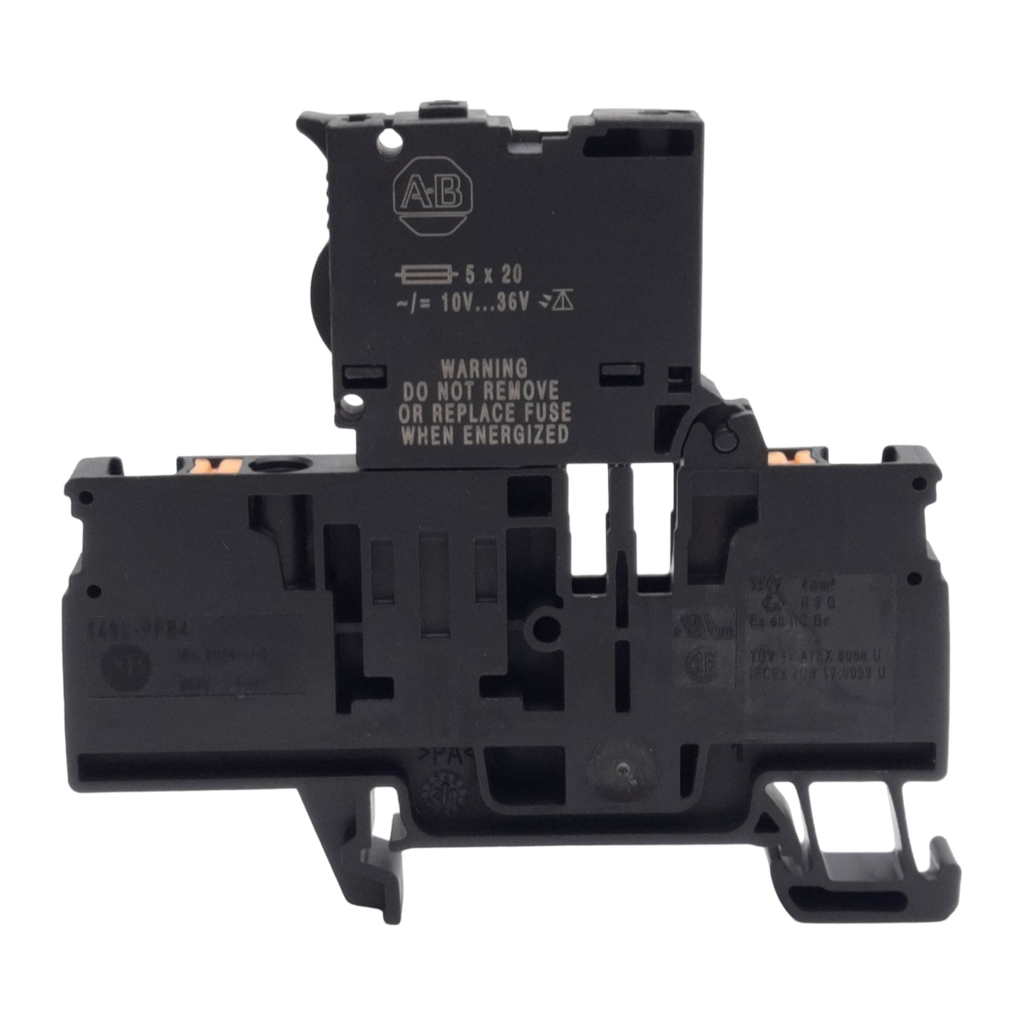 New Lot of 4 Allen Bradley 1492-PFB4 Fuse Terminal Block 2-Position 5x20mm 300V 10A
