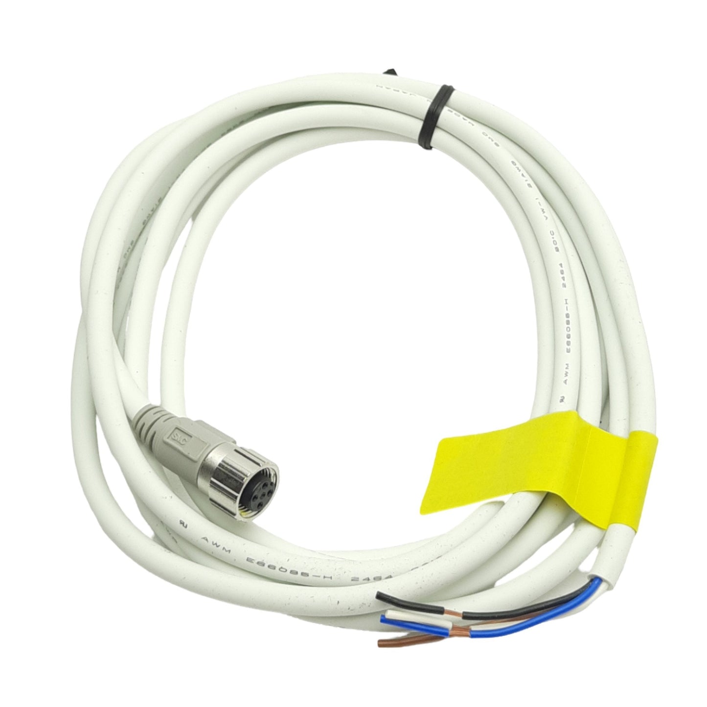 New SMC P398020-500-3 ITV Regulator Power Cable Lead Wire M12 4-Pin Connector, 3m