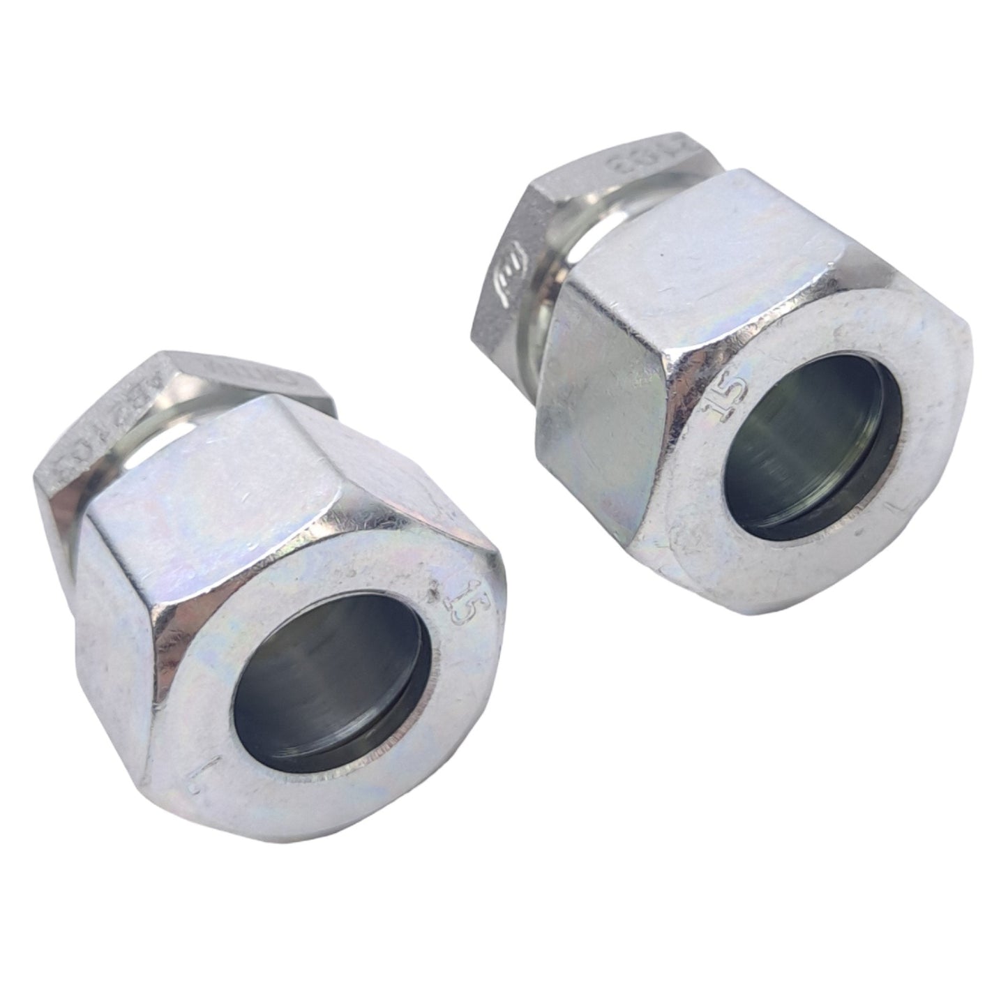 New Lot of 2 Brennan D2408-L15 Hydraulic MBT Plugs w/ Tube Nut, ø15mm M22x1.5, 400Ba