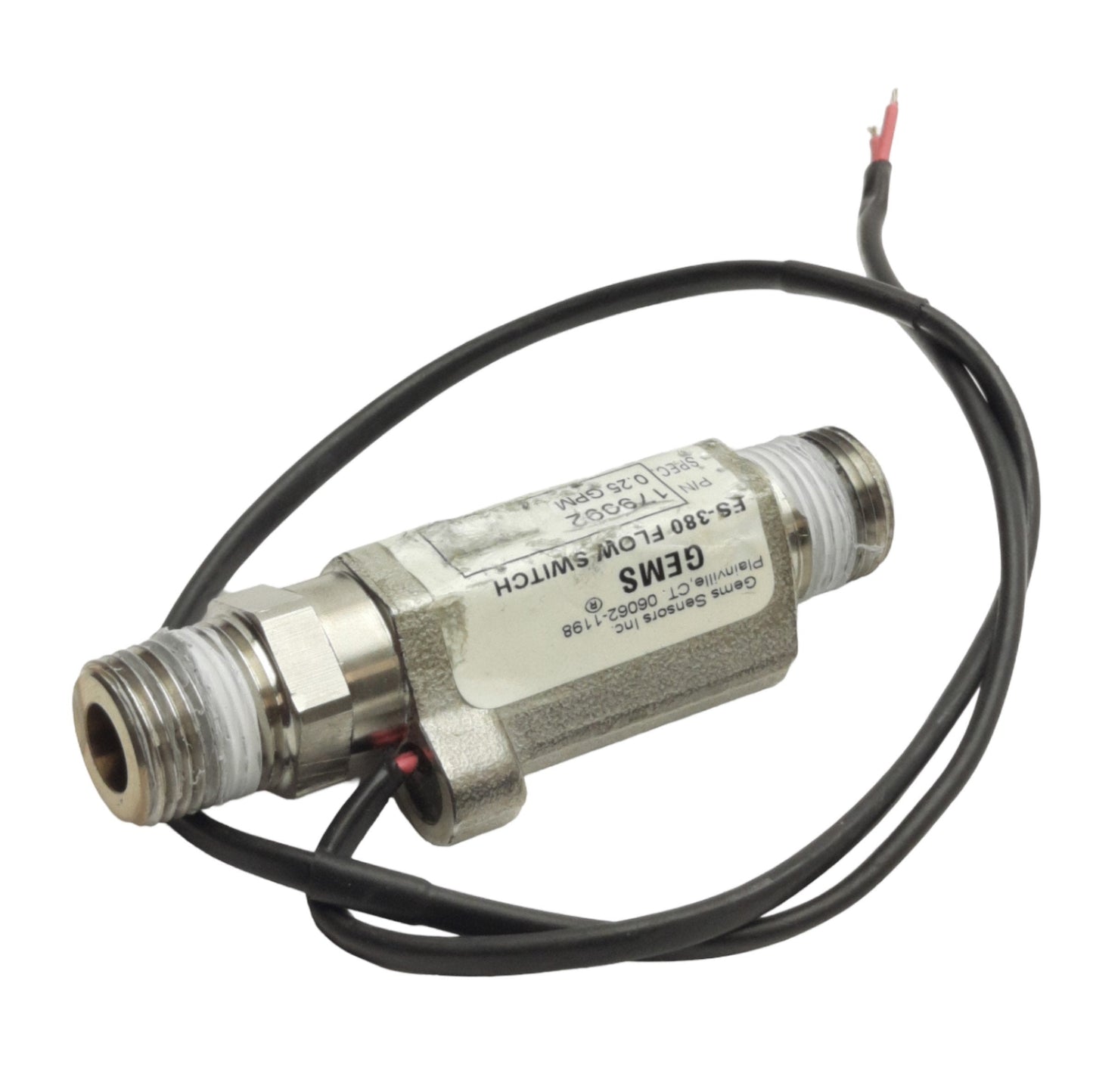 Used Gems Sensors ES-380 Flow Switch, SPST NO, 0.25GPM, 3/8in NPT Male, 500-1500psi