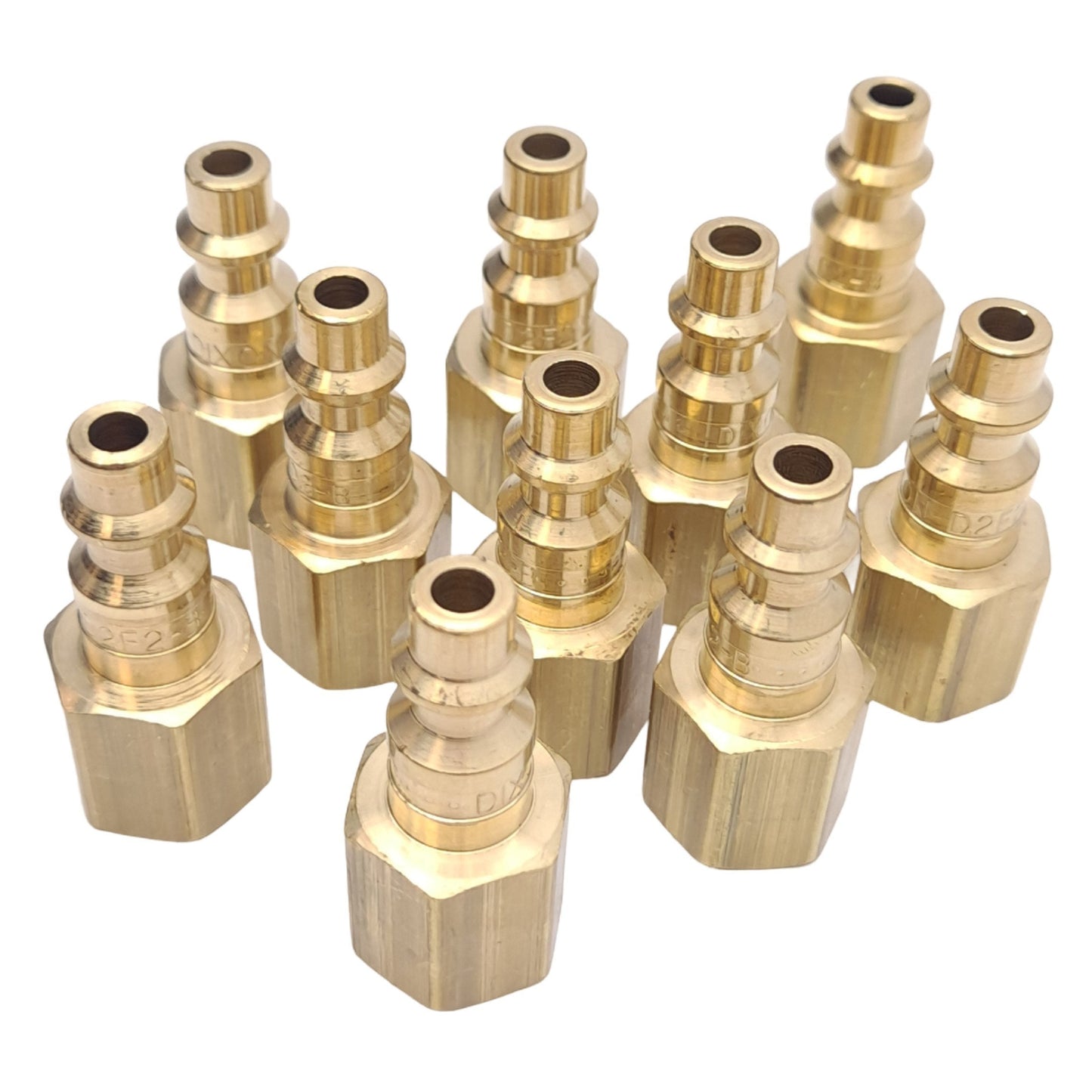 New Lot of 10 Dixon D2F2-B Pneumatic Plugs, 1/4in NPTF, 1.66in Length, 300 PSI Max