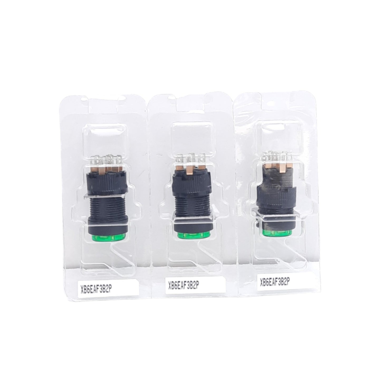 New Lot of 3 Schneider Electric XB6EAF3B2P Pushbutton, 2 NC/NO, 24VDC, 1.5A