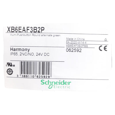 New Lot of 3 Schneider Electric XB6EAF3B2P Pushbutton, 2 NC/NO, 24VDC, 1.5A
