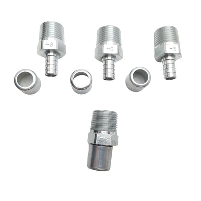 New Lot of 4 Danfoss FC9846-0606S Crimp Fitting 3/8" Male NPT To Hose Barb, -06 ID