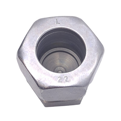 New Brennan D2408-L22-SS Hydraulic MBT Plug w/ Tube Nut, ø22mm, M30x2.0, 250bar Max