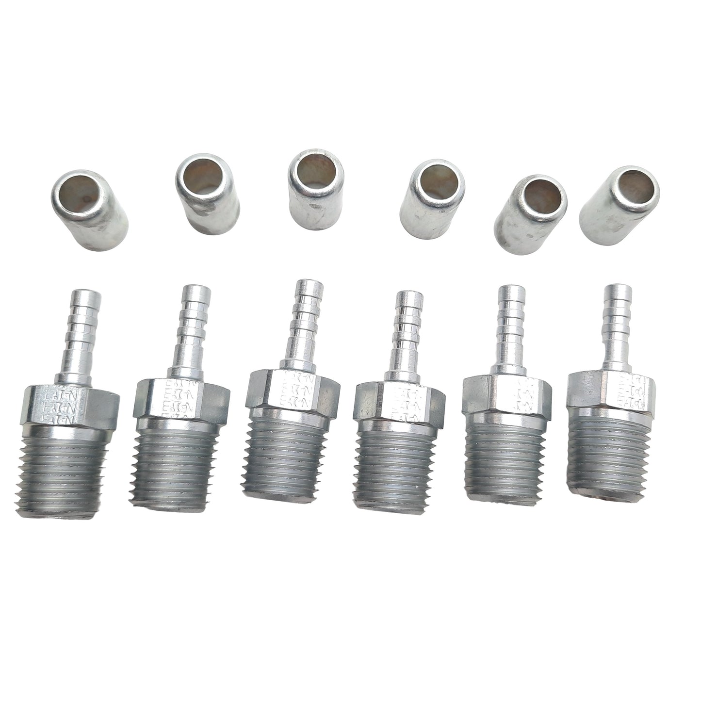 New Lot of 6 Danfoss FC9846-0404S PTFE Crimp Fit 1/4" Male NPT To Hose Barb, -04 ID