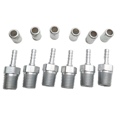 New Lot of 6 Danfoss FC9846-0404S PTFE Crimp Fit 1/4" Male NPT To Hose Barb, -04 ID