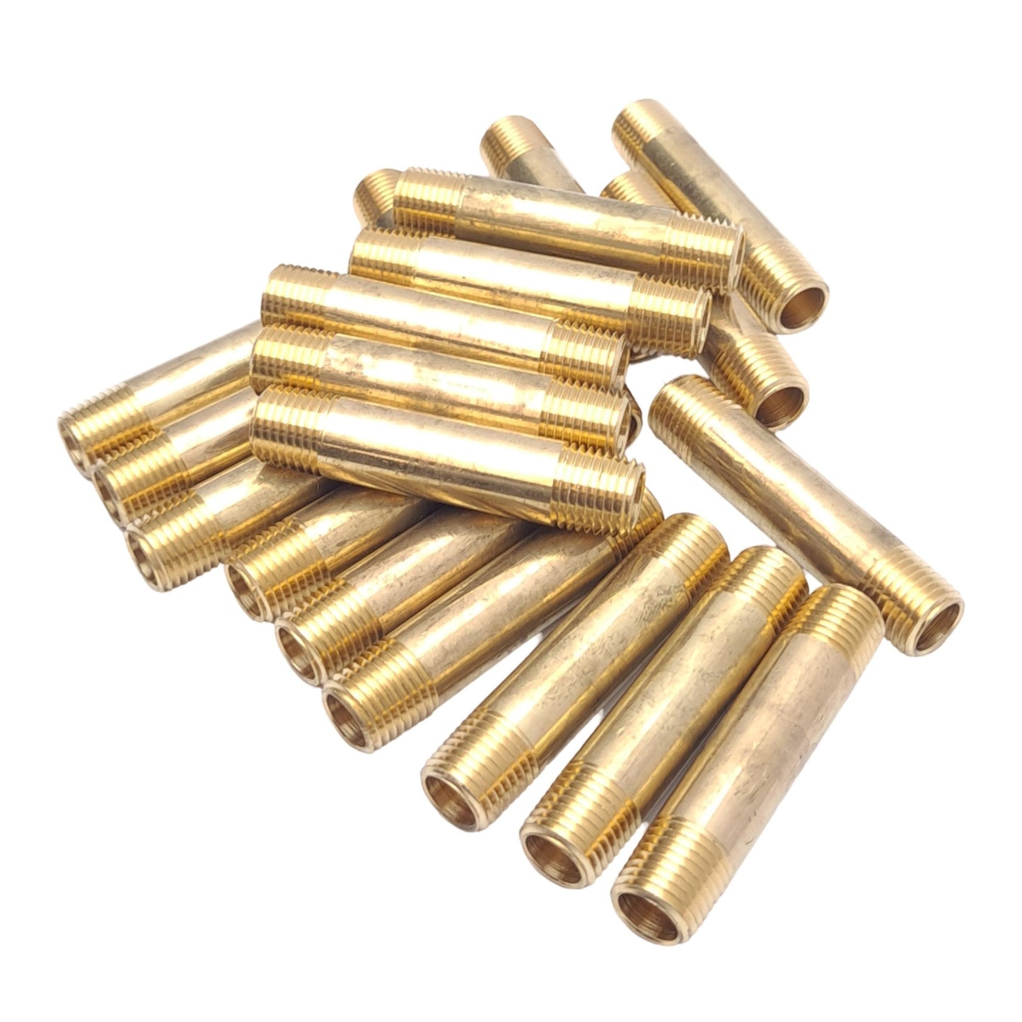 New Lot of 20 Midland 28146 Brass Long Nipples, 1/4 NPTF Male, 2.5in Length, 120 PSI