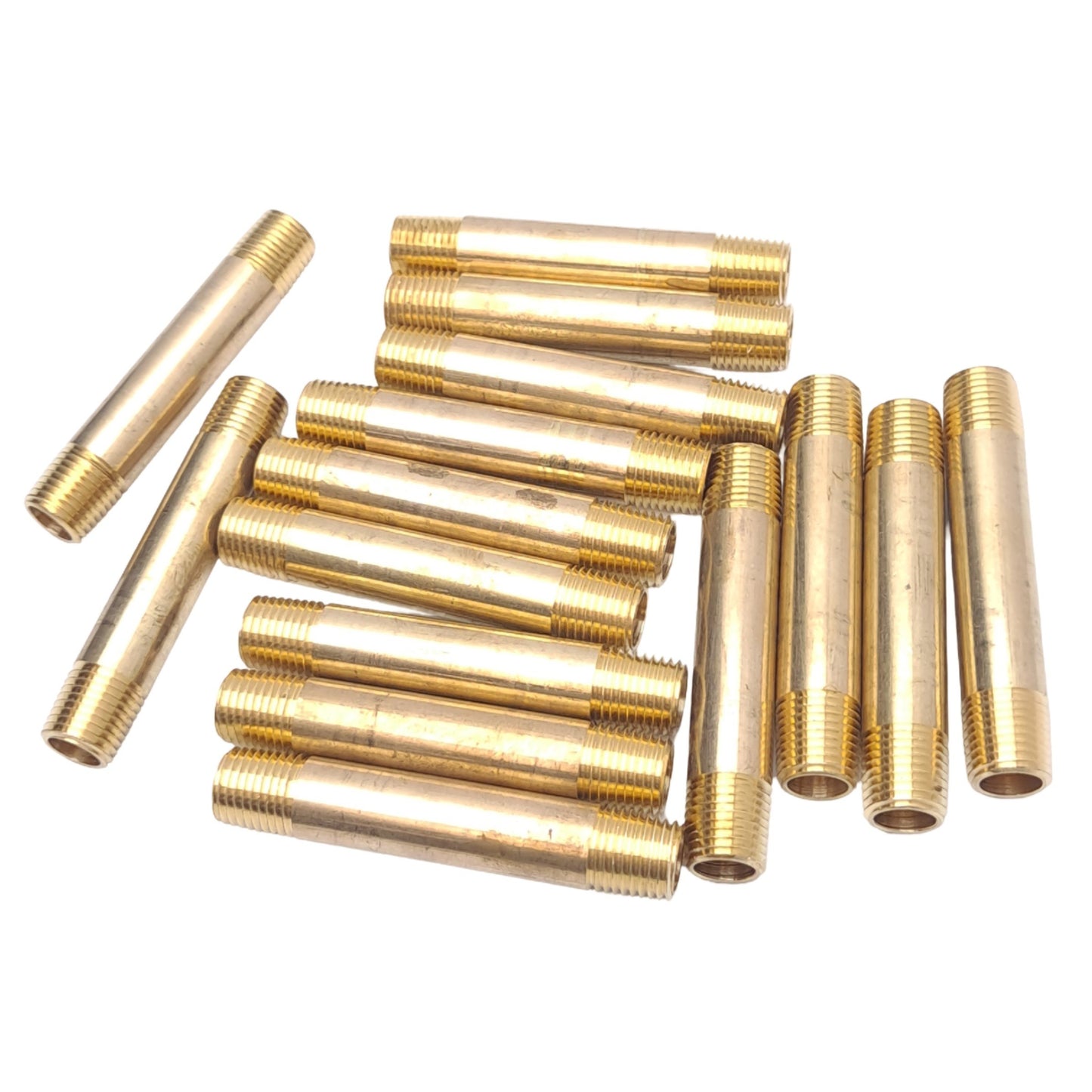 New Lot of 15 Midland 28147 Brass Long Nipples, 1/4 NPTF Male, 3in Length, 120 PSI