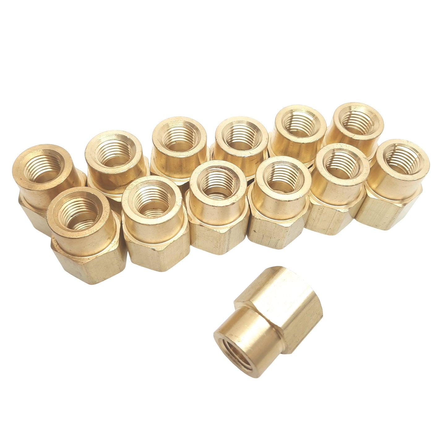 New Lot of 13 Midland 28183 Brass Couplings, 3/8 to 1/4 NPTF, OAL 1.16", 1200 PSI