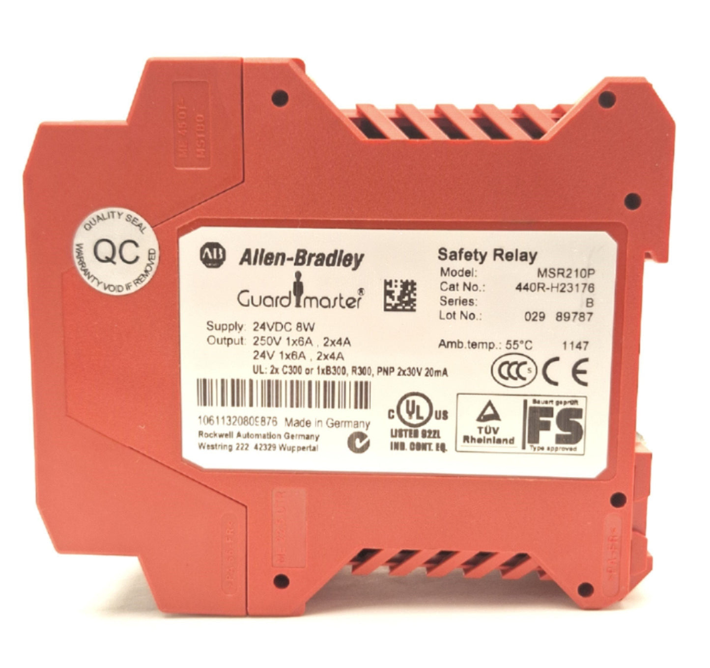 Used Allen Bradley 440R-H23176 Ser B Guardmaster Safety Relay *Damage, Terminators*