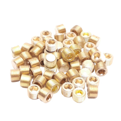 New Lot of 55 Midland 28093 Countersunk Brass Hex Plug, 1/8in Male NPTF, 1200PSI