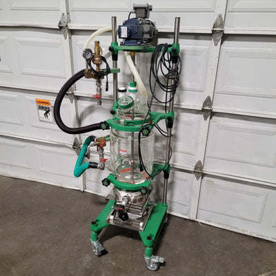 Used Chemglass CG-1959-F620 Jacketed Glass Filter Reactor With Xp Motor, 20 Liters