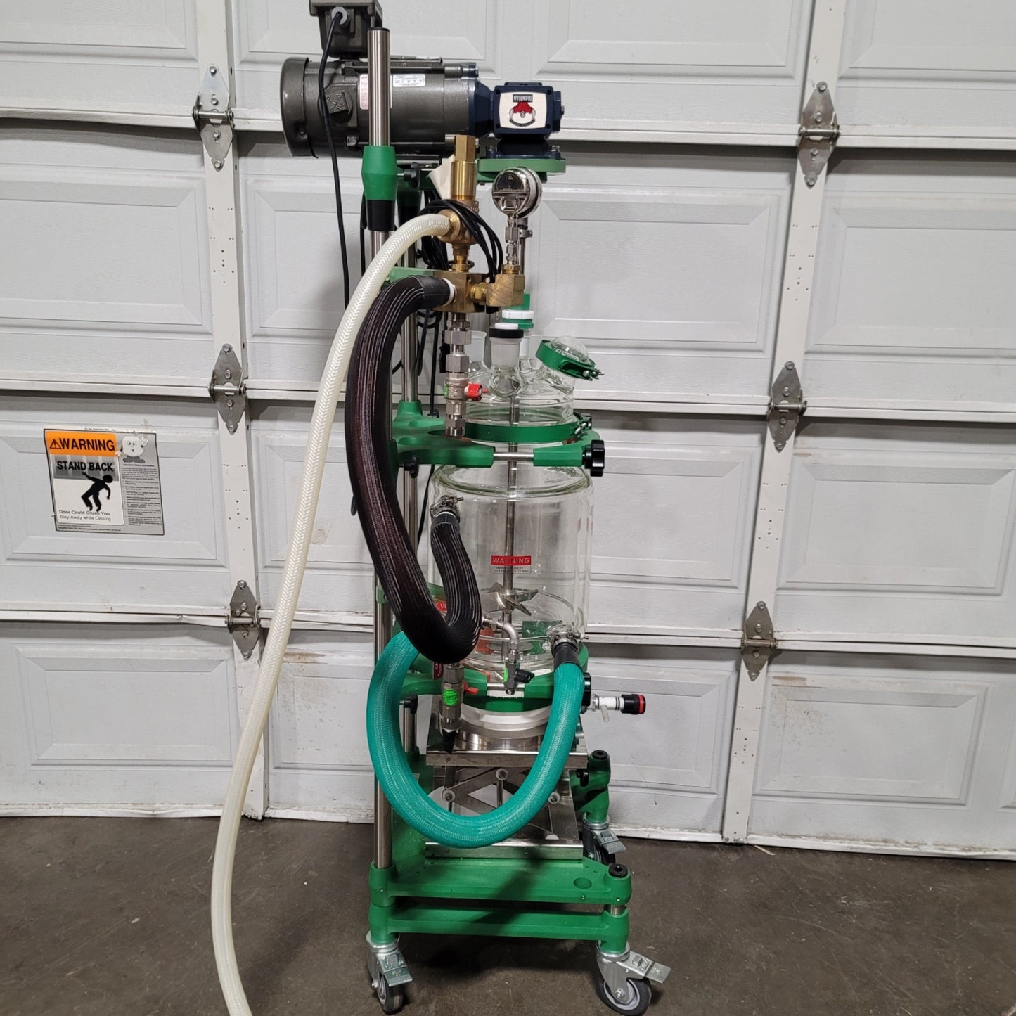 Used Chemglass CG-1959-F620 Jacketed Glass Filter Reactor With Xp Motor, 20 Liters