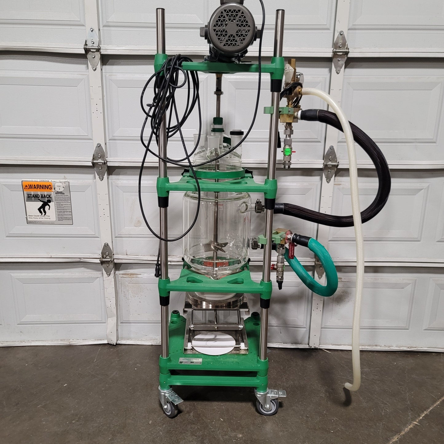 Used Chemglass CG-1959-F620 Jacketed Glass Filter Reactor With Xp Motor, 20 Liters