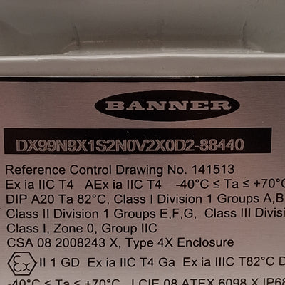 New – Open box Banner DX99N9X1S2N0V2X0D2-88440 Sure Cross DX99 FlexPower Node, 900MHz, NPT1/2