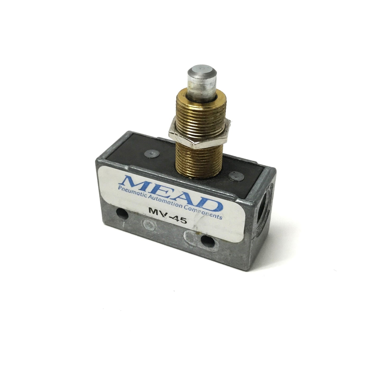 Used Mead MV-45 Pneumatic Mechanical Plunger Valve, 3-Port, 2-Position, 1/8" NPT