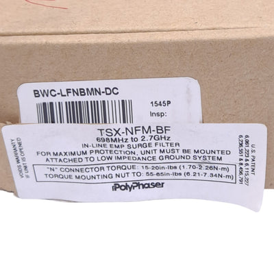 New Banner BWC-LFNBMN-DC Surge Suppressor, 698MHz to 2.7GHz, N-Type, 40kA 8x20µs Max