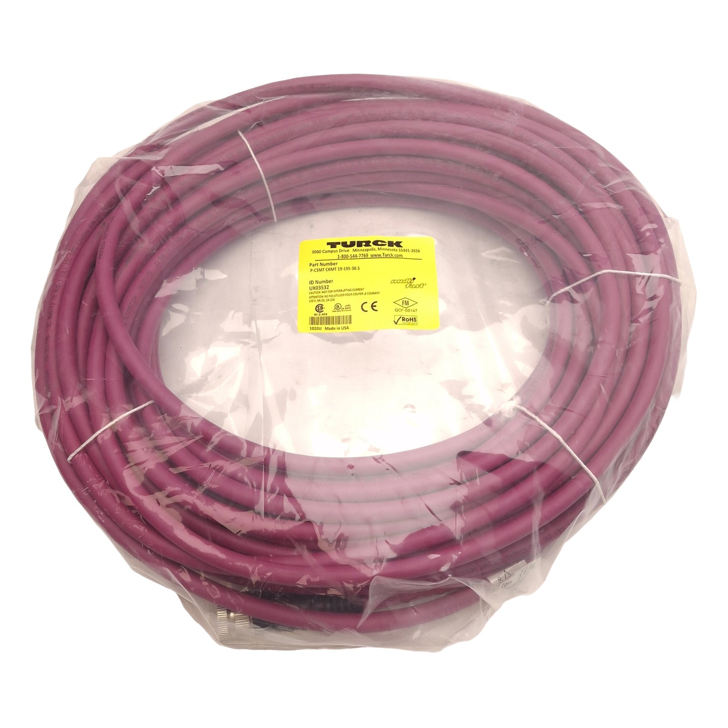 New Turck P-CSMT CKMT 19-195-30.5 Hazardous Location Cordset, M23 19-Pin, 100ft