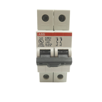 New ABB S202U-K4A Circuit Breaker, 2 Pole, 240VAC 50/60 Hz, K Curve, DIN Rail Mount