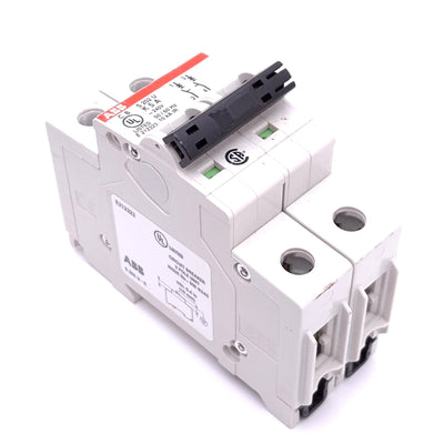 Used ABB S202U-K4A Circuit Breaker, 2 Pole, 4A, 240VAC Max, K Curve, DIN Rail
