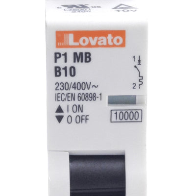 New Lovato P1MB1PB10 Circuit Breaker, 230/400VAC, 80VDC, 10A, 1-Pole, DIN Rail